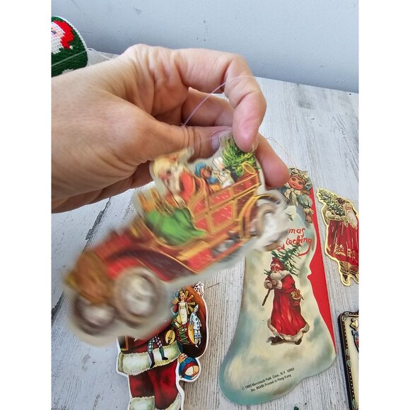 Merrimack cardboard paper Santa ornament set unique decor Xmas tree - Picture 4 of 16